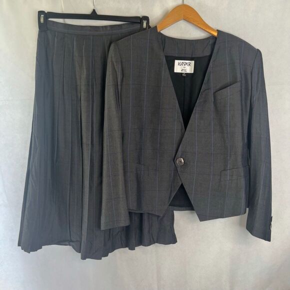 Kasper for ASL Vintage 2 Piece Skirt Suit Set-Blazer & Pleated Skirt Womens Sz 8 - Picture 12 of 12